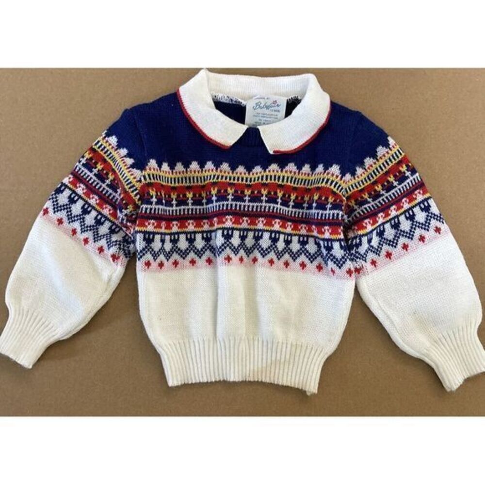 1970's Vintage BABYFAIR 12 Months‎ Fair Isle Collared Sweater
